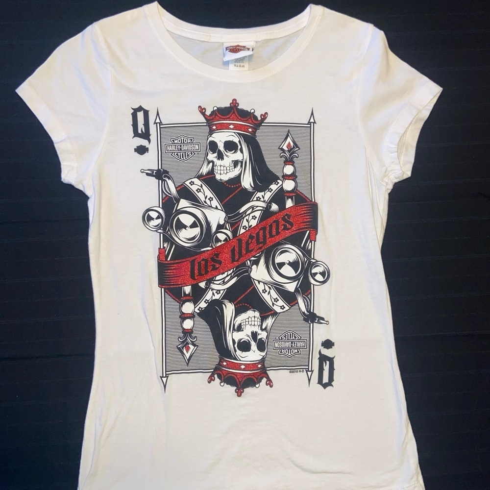 Harley-Davidson White and Red Graphic Tee